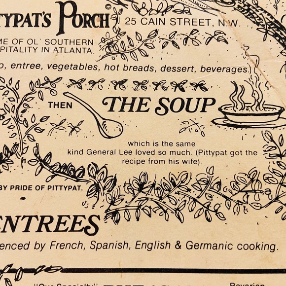 F7-Vintage Pittypat's Porch Atlanta Menu Hand Fan - Picture 6 of 9